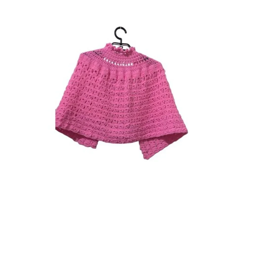 Vintage Pink Crochet Fiber Art Wall Hanging Photography Prop Shell‎ Stitch